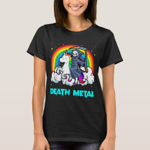 Död Metall Shirts Unicorn Rainbow Grim Reaper Hea T Shirt