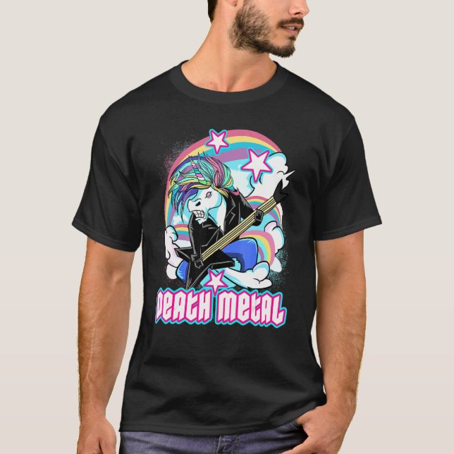 Död Metall Unicorn Heavy Metall T Shirt (Framsida)