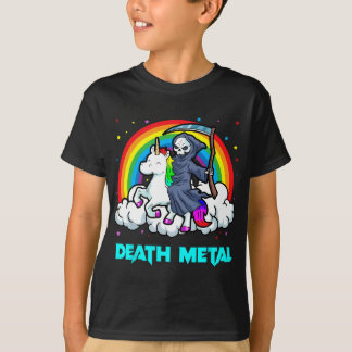 Död Metall Unicorn Rainbow Grim Reaper Heavy Meta T Shirt