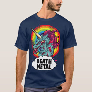 Död Metall Unicorn Rainbow Rocker Emo Zombie T Shirt