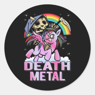 Död Metall Unicorn Reaper Rainbow Runt Klistermärke