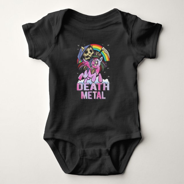 Död Metall Unicorn Reaper Rainbow T Shirt (Framsida)
