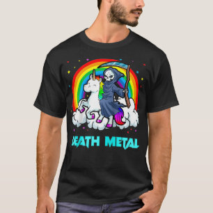 Död Metall's Unicorn Rainbow Grim Reaper Heavy Me T Shirt