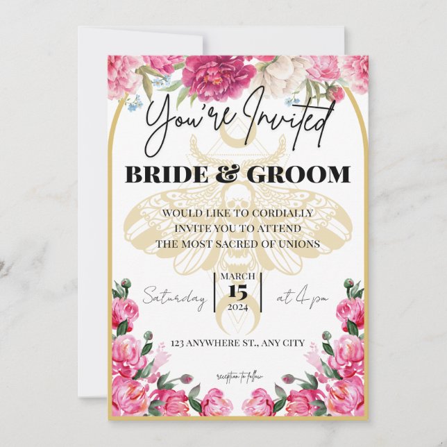 Död Moth Bröllop - inbjudan (Framsida)