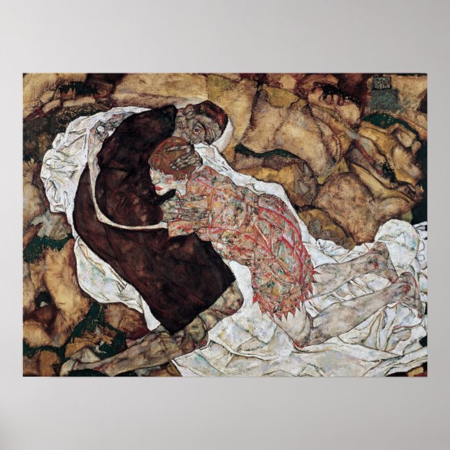 Död och flicka målning av Egon Schiele Poster (Framsidan)
