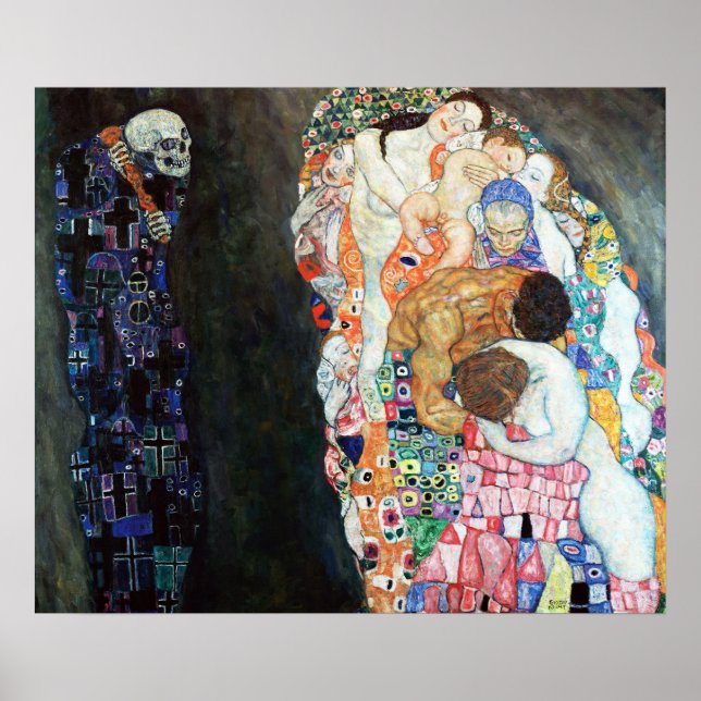 Död- och livmålning av Gustav Klimt (1908) Poster (Framsidan)