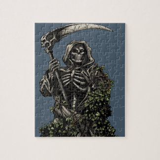 Död - ond skelett- grym Reaper med scythen Pussel