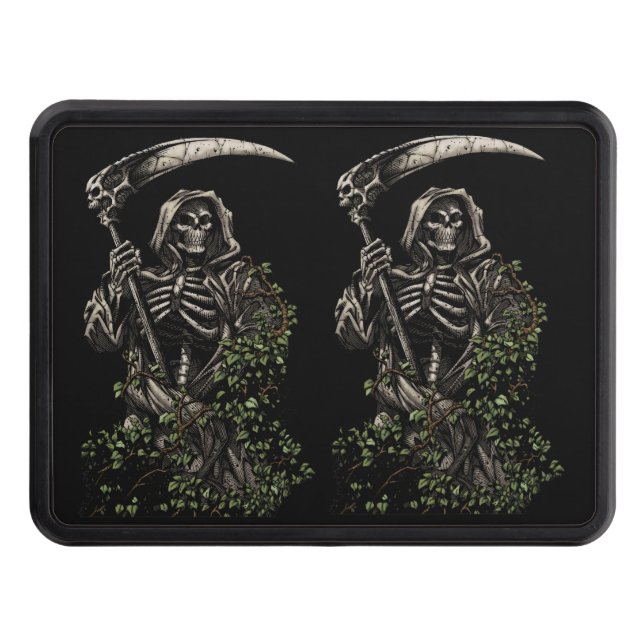 Död - ond skelett- grym Reaper med scythen Skydd För Dragkrok (Framsidan)