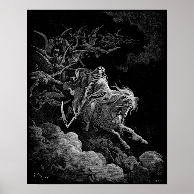 Död på Bleken Horse Gustave Dore Poster (Framsidan)