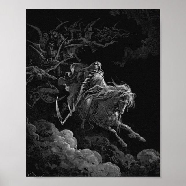 Död på en Blek häst av Gustave Dore Poster (Framsidan)