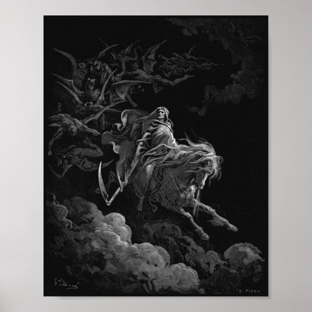 Död på en Blek häst av Gustave Dore Poster (Framsidan)
