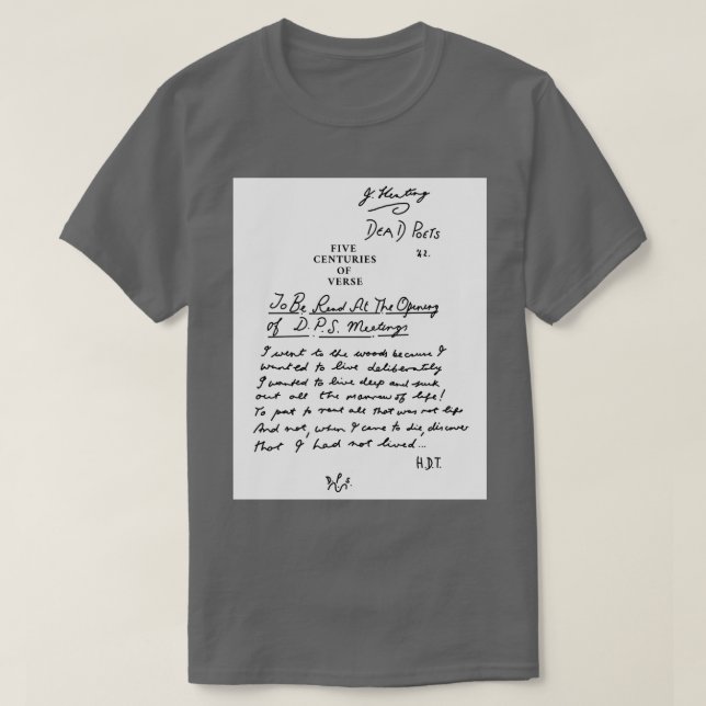 Död Poets Society fem århundraden av versell svart T Shirt (Design framsida)