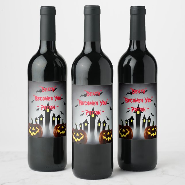 Död Potion Creepy Jack 'o Lantern blir dig Vinflaska Etikett (Flaskor)