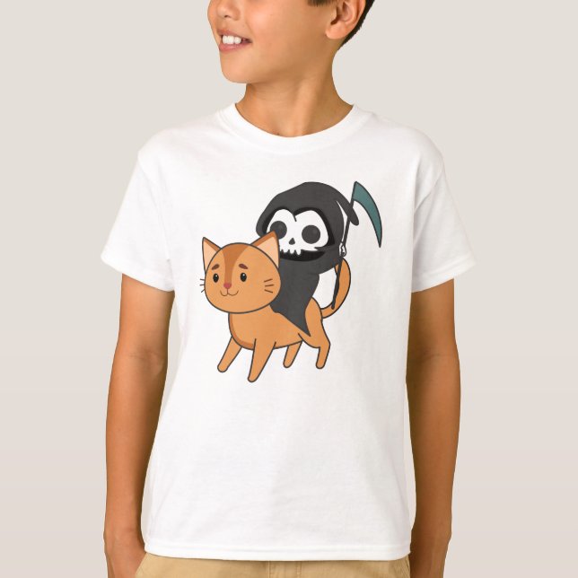 Död Riding Cat Funny - Funny Cats T Shirt (Framsida)