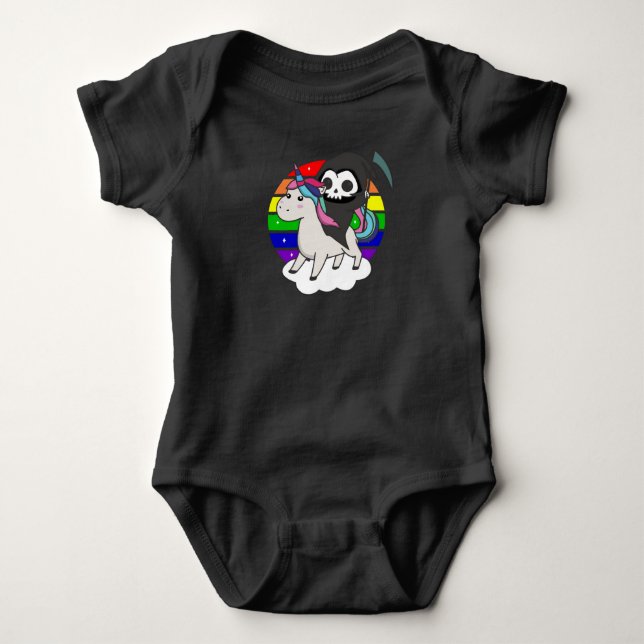 Död Riding Unicorn Funny Unicorns Rainbow T Shirt (Framsida)