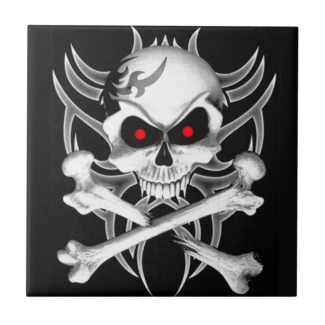 Död skalle och Crossbones Kakelplatta (Framsidan)