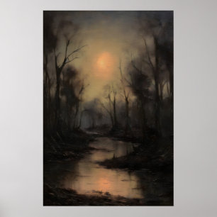 Död skog kuslig landskap, Mörk akademi Poster