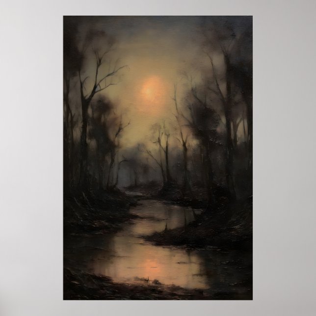 Död skog kuslig landskap, Mörk akademi Poster (Framsidan)