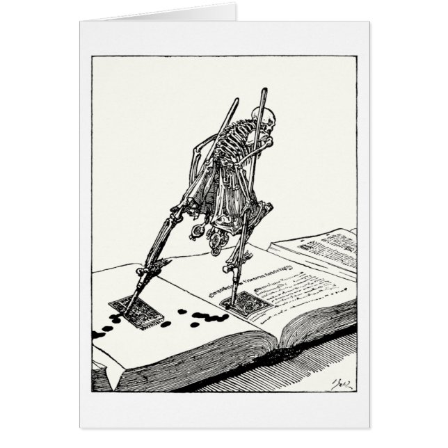 Död som går på styltor hälsningskort (Framsidan)