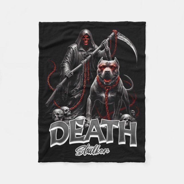 Död Stalker Grim Reaper Hund Halloween Fleecefilt (Framsidan)