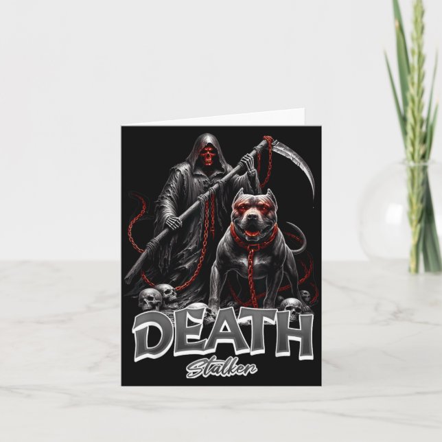 Död Stalker Grim Reaper Hund Halloween Kort (Framsida)