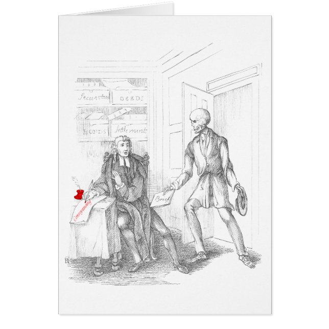 Död tar en advokat hälsningskort (Framsidan)