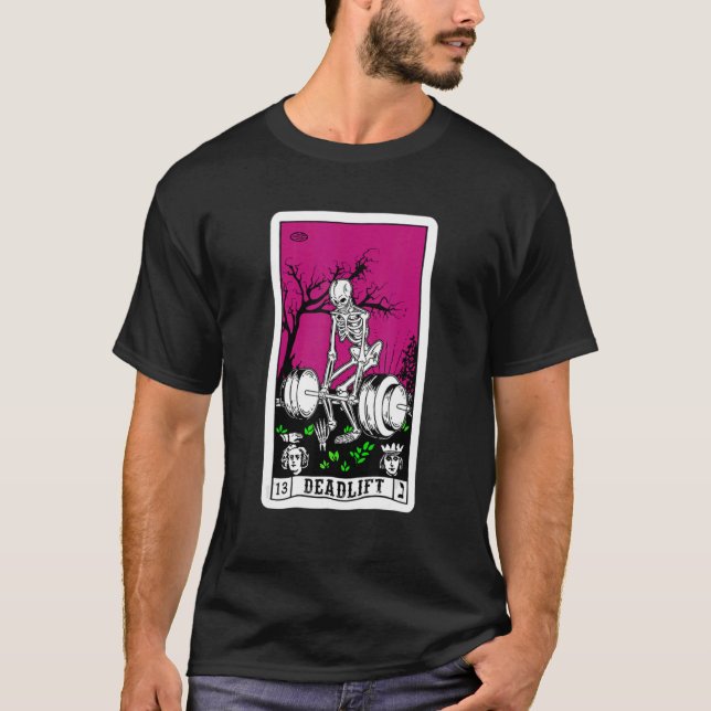 Död Tarot Card Gym Deadlifts Workout Occult Ske T Shirt (Framsida)