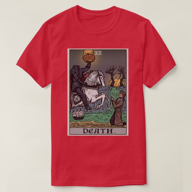 Död Tarot Card Headless Horseman Gothic Spooky H T Shirt (Design framsida)