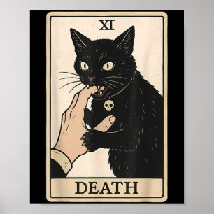 Död Tarotkort Svart Katt Halloween Häxlikt Skräcki Poster