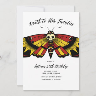 Död till 20-årsjubileum Moth and Skull Design Inbjudningar