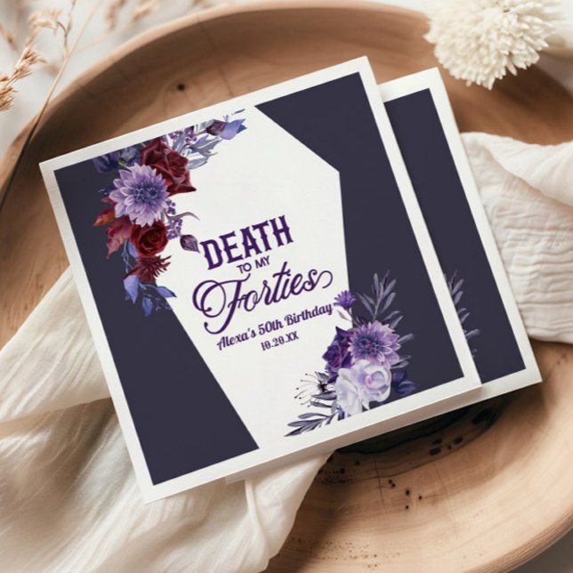 Död till min fyrtids Blommigt 50:e Födelsedagsfest Pappersservett (Skapare uppladdad)