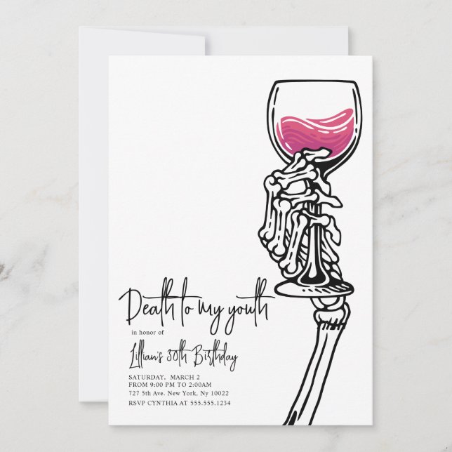 Död till min inbjudan till unga födelsedag (Framsida)
