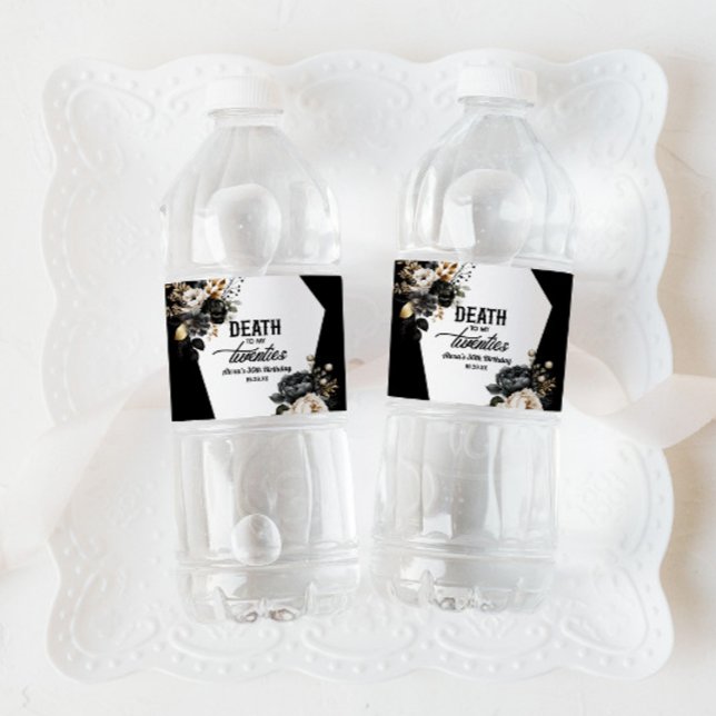 Död till mina 20-årsjubileum Blommigt 30års födels Vattenflaskor Etikett (Skapare uppladdad)