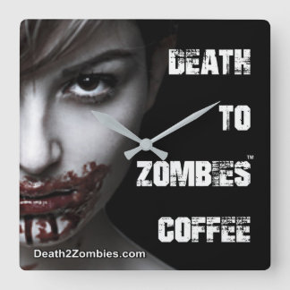 Död till Zombies Coffee Clock Fyrkantig Klocka