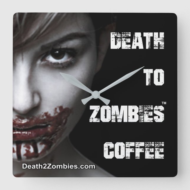 Död till Zombies Coffee Clock Fyrkantig Klocka (Framsida)