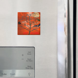 Död Träd bland Orange Scary Himlar Magnet