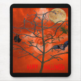 Död Träd bland Orange Scary Himlar Mousepad Musmatta