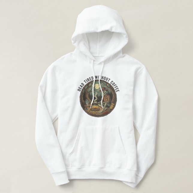Död, trött utan kaffeskal Kamponkonst Hoodie (Design framsida)