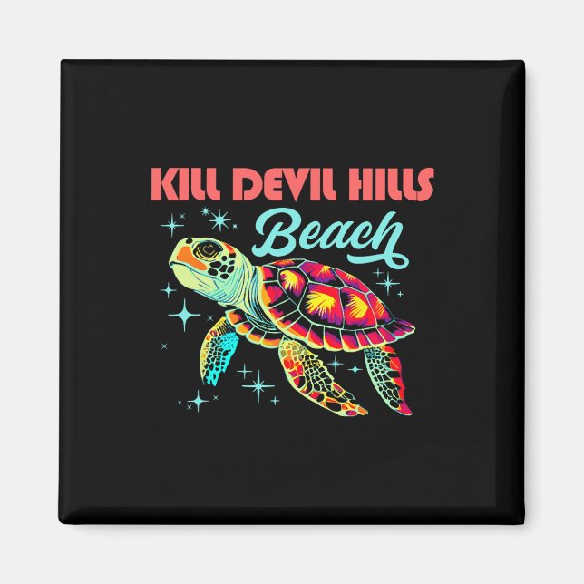 Döda Backe Beach NC Artistic Sea Turtle Retr Magnet (Framsidan)