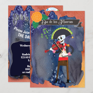Döda dagen Dia de Los Muertos Fest Förfirar Inbjudningar
