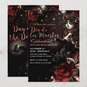 Döda dagen Dia de los Muertos Röd Svart Inbjudningar
