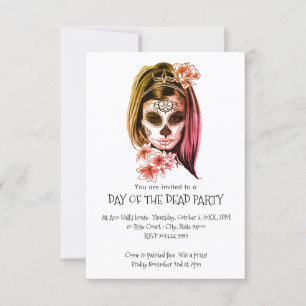 Döda Dagen Målade Catrina Ansikte Party Inbjudningar