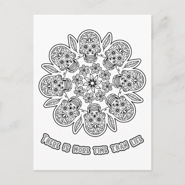 Döda Dagen Mandala Färgläggningsaktivitet Vykort (Framsida)