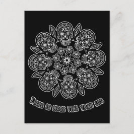 Döda Dagen Mandala Svart Bakgrund Färgning Vykort
