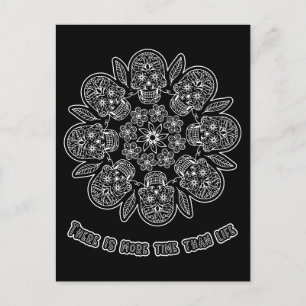 Döda Dagen Mandala Svart Bakgrund Färgning Vykort