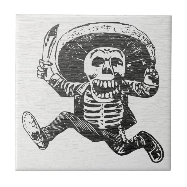 Döda Dagen - Mexikansk Skelett Keramisk Kakel (Framsidan)
