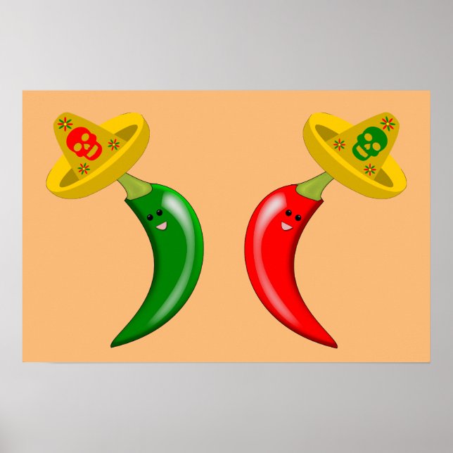 Döda dagen mexikanska chilipeppar poster (Framsidan)