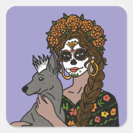 Döda Dagen Ringblomma och Xolo Hund Klistermärken