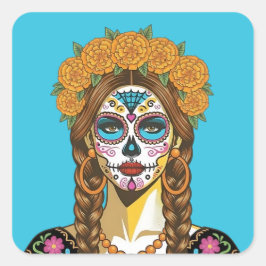 Döda dagen Sammetblomma Catrina Fyrkantigt Klistermärke
