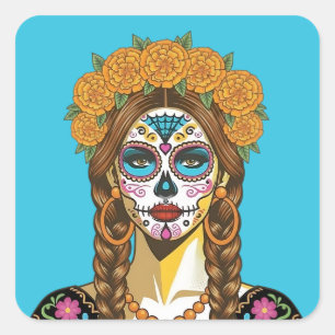 Döda dagen Sammetblomma Catrina Fyrkantigt Klistermärke